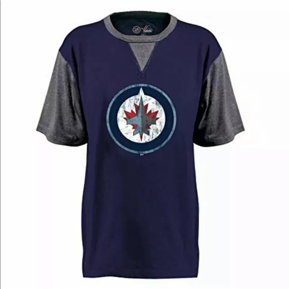 Profile Big & Tall NHL Winnipeg Jets Short Sleeve Raglan PCD Tee, Small, Navy